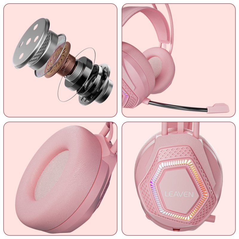 Tai Nghe Chơi Game Chống Ồn Có Dây Đeo Cổ Màu Hồng Macaroon G70 RGB Esports
