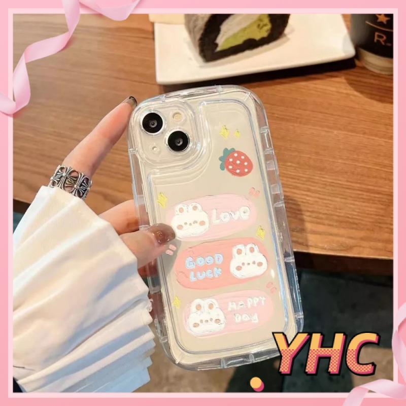 Ốp lưng iphone Vỏ xà phòng giảm xóc trong suốt của dâu tây thỏ màu hồngCho iPhone 6 / 6S / 6splus / se / 7 / 7plus / 8 / 8plus / X / xs / xsmax / 11 / 12 / 13 / 14 / Plus / pro / pro max-403