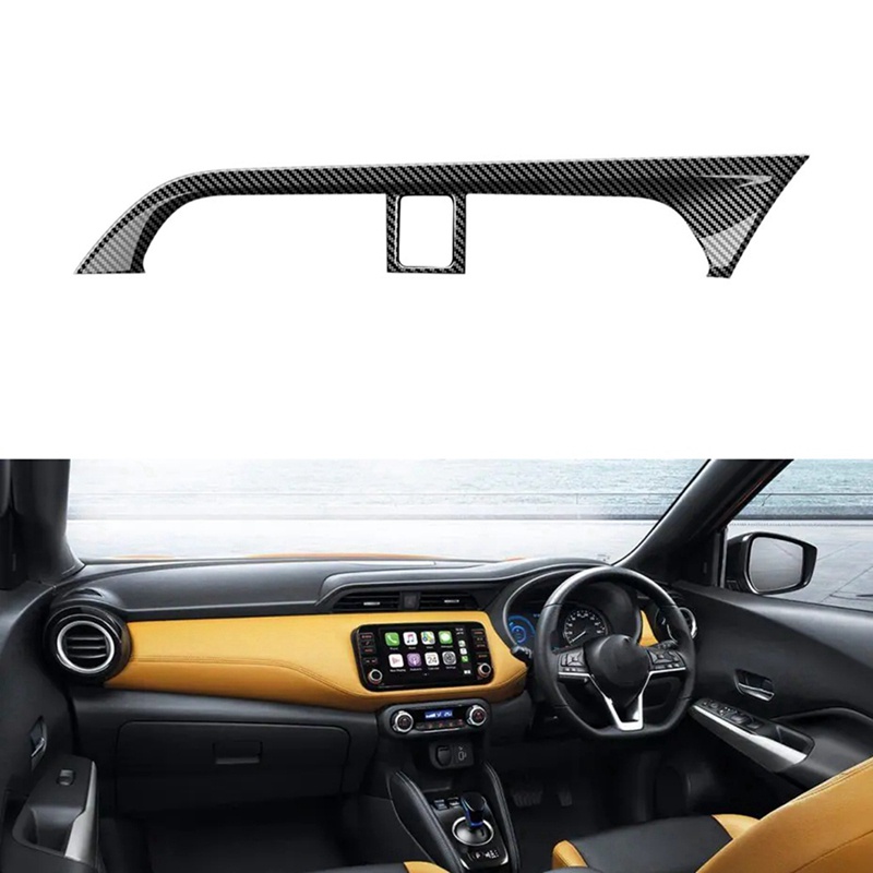 1 Khung Ốp Bảng Điều Khiển Lỗ Thông Gió Xe Hơi Bằng Sợi Carbon Cho Nissan KISKS Epower 2021-2023