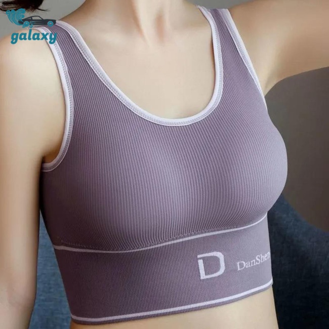 Galaxy Áo Ngực Thể Thao Hai Dây Không Viền Có Miếng Đệm Nâng Ngực Tháo Rời Được