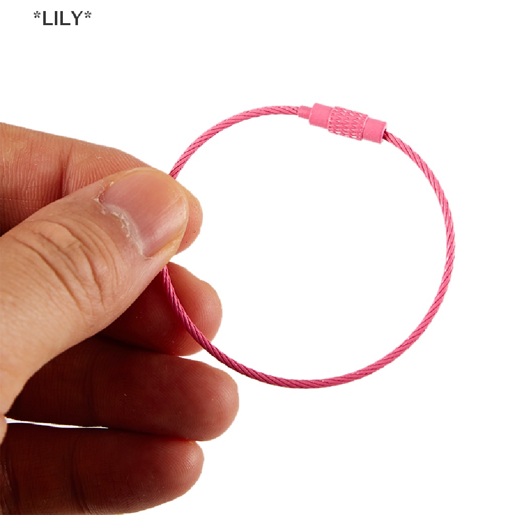 LILY 10/20 cái vòng Móc khóa dây thép không gỉ khóa vít Thẻ Hành Lý cắm trại ngoài trời uuu