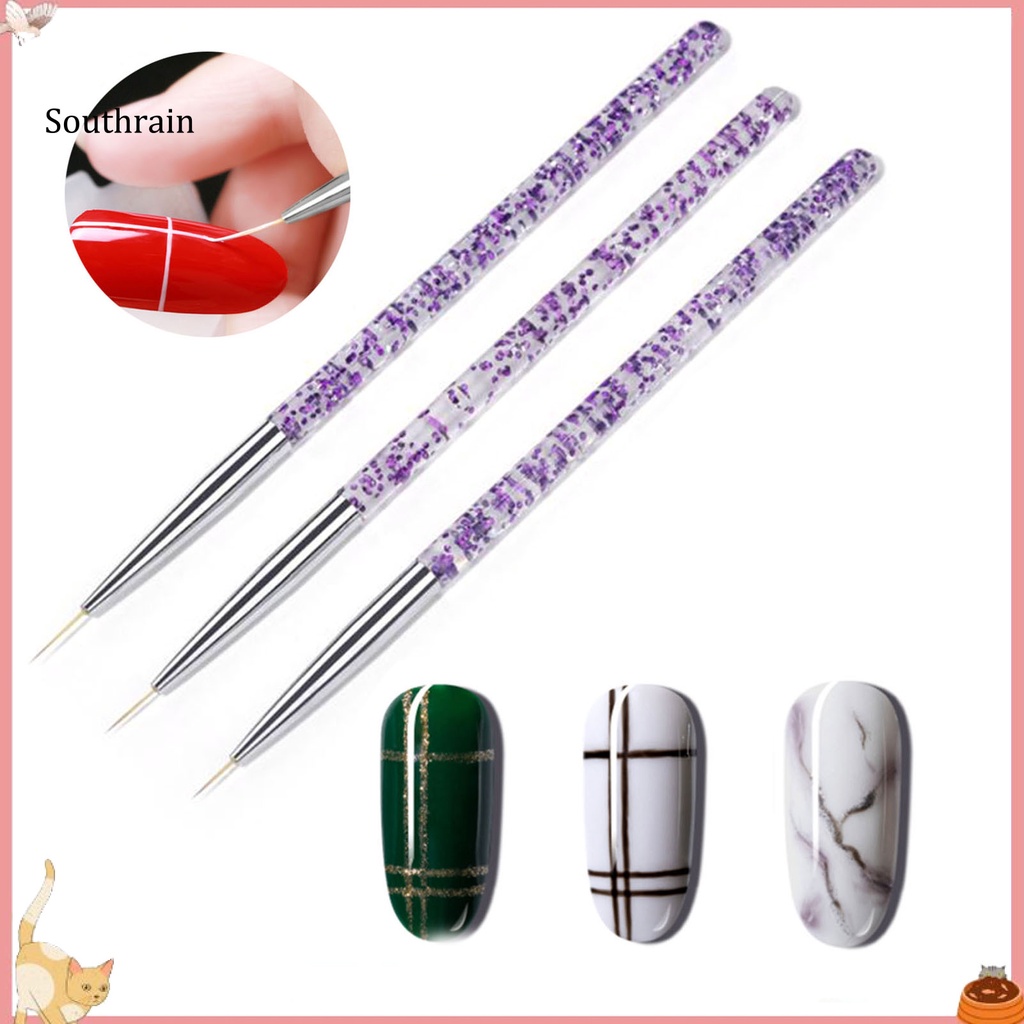 Set 3 Bút Vẽ Móng Nghệ Thuật Đa Năng Siêu Nhẹ Bằng Nhựa Màu Sắc Sống Động