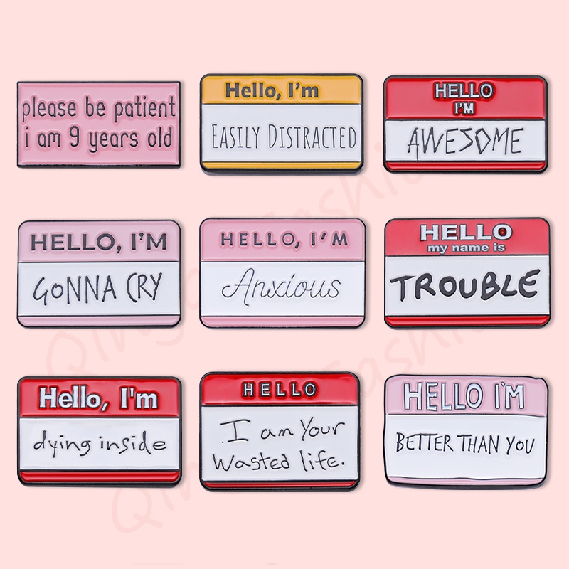 Ghim Cài Áo Hình Chữ Hello I 'M Awesome Vui Nhộn Dành Cho Bạn Bè