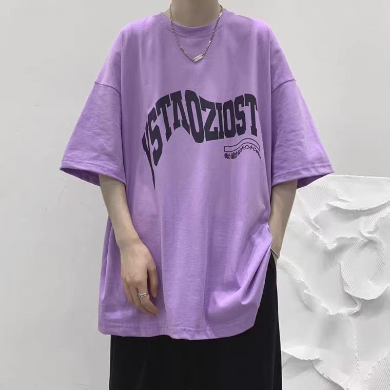 Set Áo Thun Ngắn Tay In Chữ + Quần Short Ống Rộng Thời Trang Dành Cho Nam