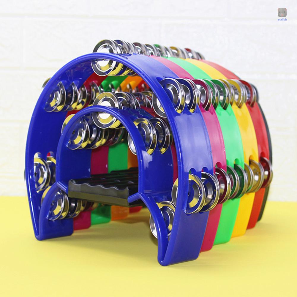 Trống Lục Lạc Cầm Tay Hai Hàng Bằng Nhựa Và Kim Loại Dành Cho Người Lớn Và Trẻ Em