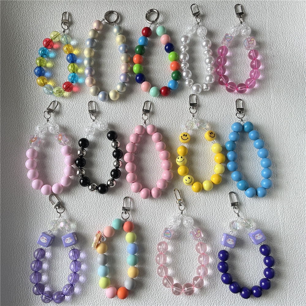 Dây Gắn Điện Thoại Di Động Dạng Chuỗi Hạt Acrylic Mềm Nhiều Màu Chống Thất Lạc