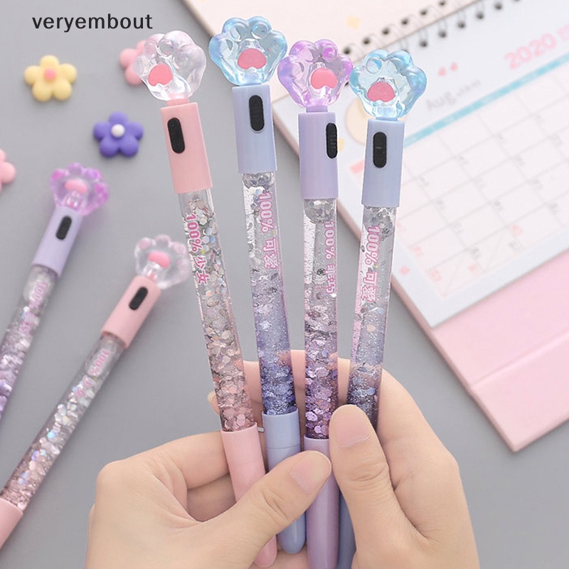 Bút Mực Gel Hình Chân Mèo Có Đèn Led Dễ Thương