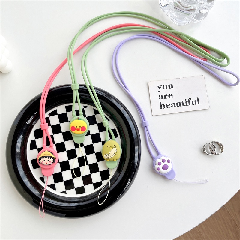 Dây Đeo Điện Thoại Bằng Silicon Họa Tiết Hoạt Hình Dễ Thương Phong Cách Hàn Quốc