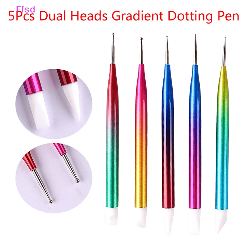 Set 5 Bút Hai Đầu Đính Đá Trang Trí Móng Tay Nghệ Thuật