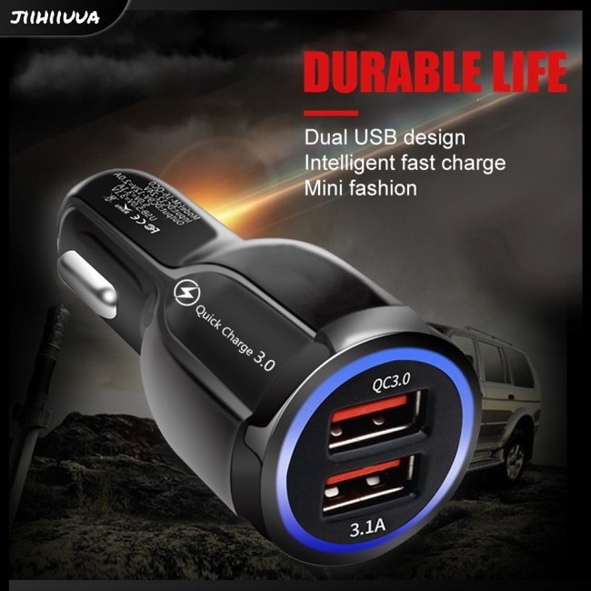 Cục Sạc Nhanh Qc3.0 Kép Usb Kép Bằng Hợp Kim Nhôm Thông Minh Cho Xe Hơi