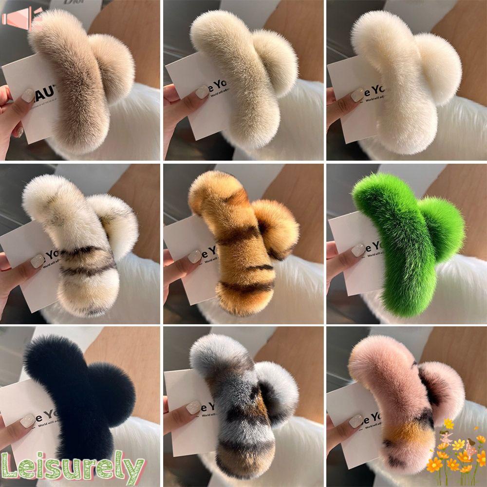 Kẹp Tóc Cỡ Lớn Hình Thỏ Phủ Lông Thời Trang Thu Đông Xinh Xắn