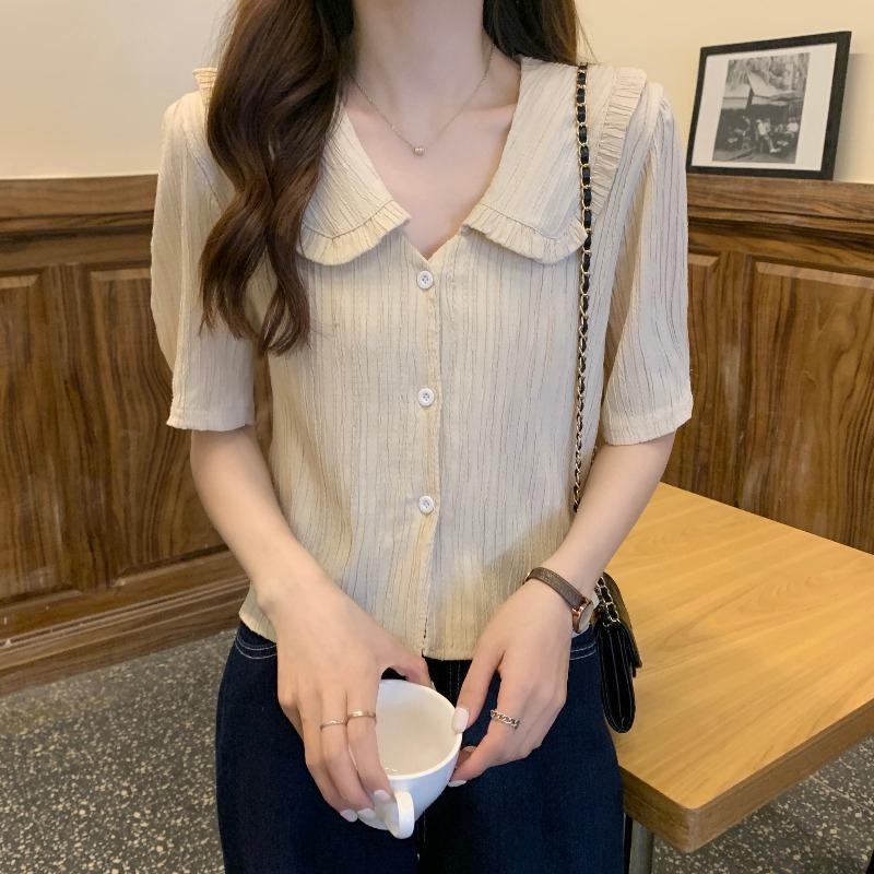 Áo Kiểu Tay Phồng Cổ Búp Bê Thời Trang Mùa Hè Pháp Cho Nữ