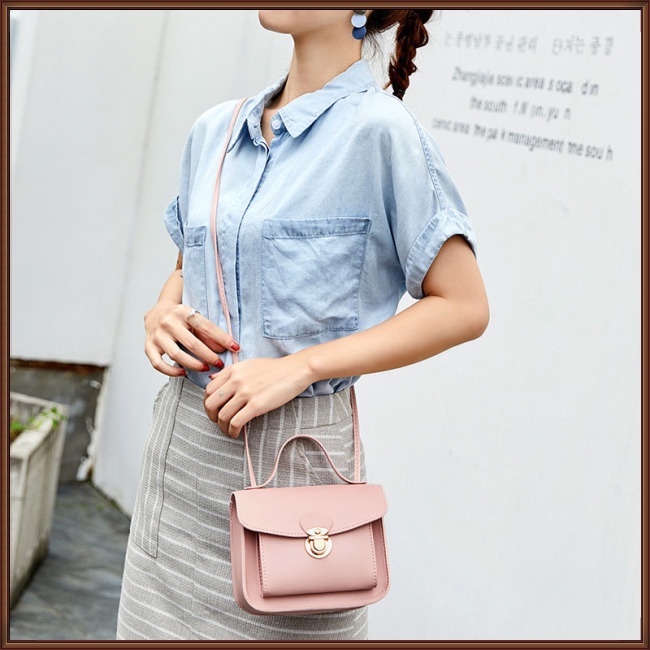 Túi Đeo Vai Hình Vuông Cỡ Nhỏ Màu Trơn Thời Trang Cho Nữ