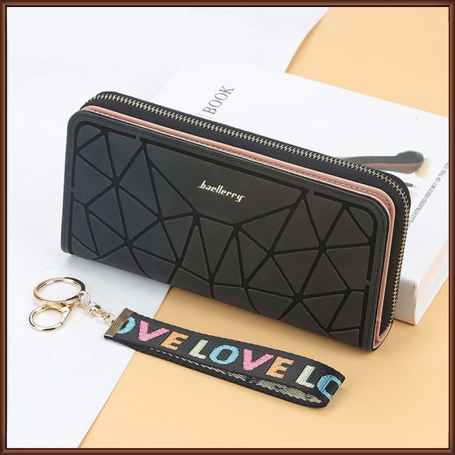 Ví Da Pu Cầm Tay Dáng Dài Màu Gradient Có Khóa Kéo Cho Nữ