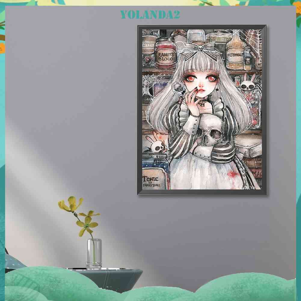 Tranh Đính Đá Kim Cương Toàn Bộ 5D DIY Hình Vẽ Cô Gái Trang Trí Nhà Cửa