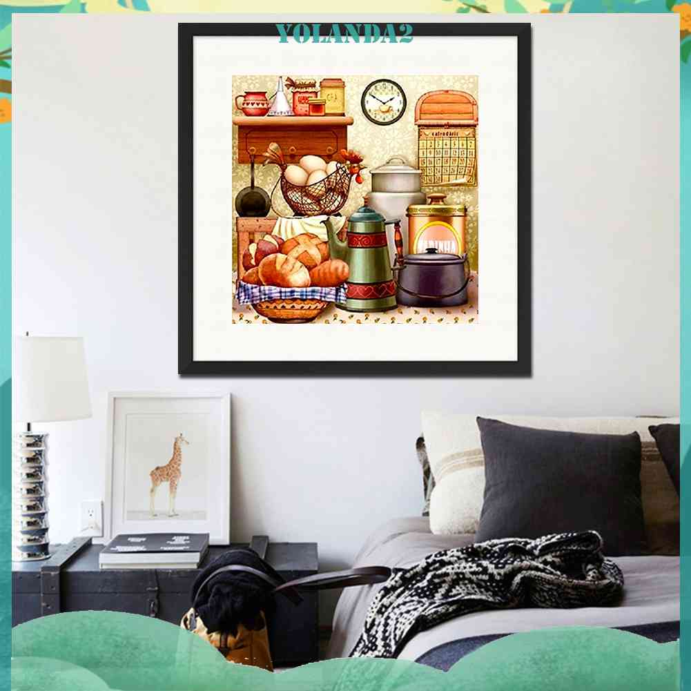 Tranh Đính Đá Kim Cương Toàn Bộ 5D DIY Hình Vẽ Đồ Ăn Trang Trí Nhà Cửa