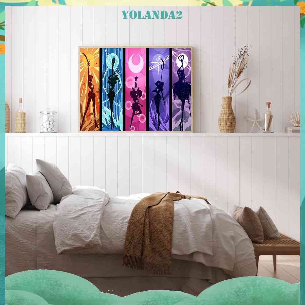 Tranh Đính Đá Kim Cương Toàn Bộ 5D DIY Hình Vẽ Thủy Thủ Mặt Trăng Dùng Trang Trí Nhà