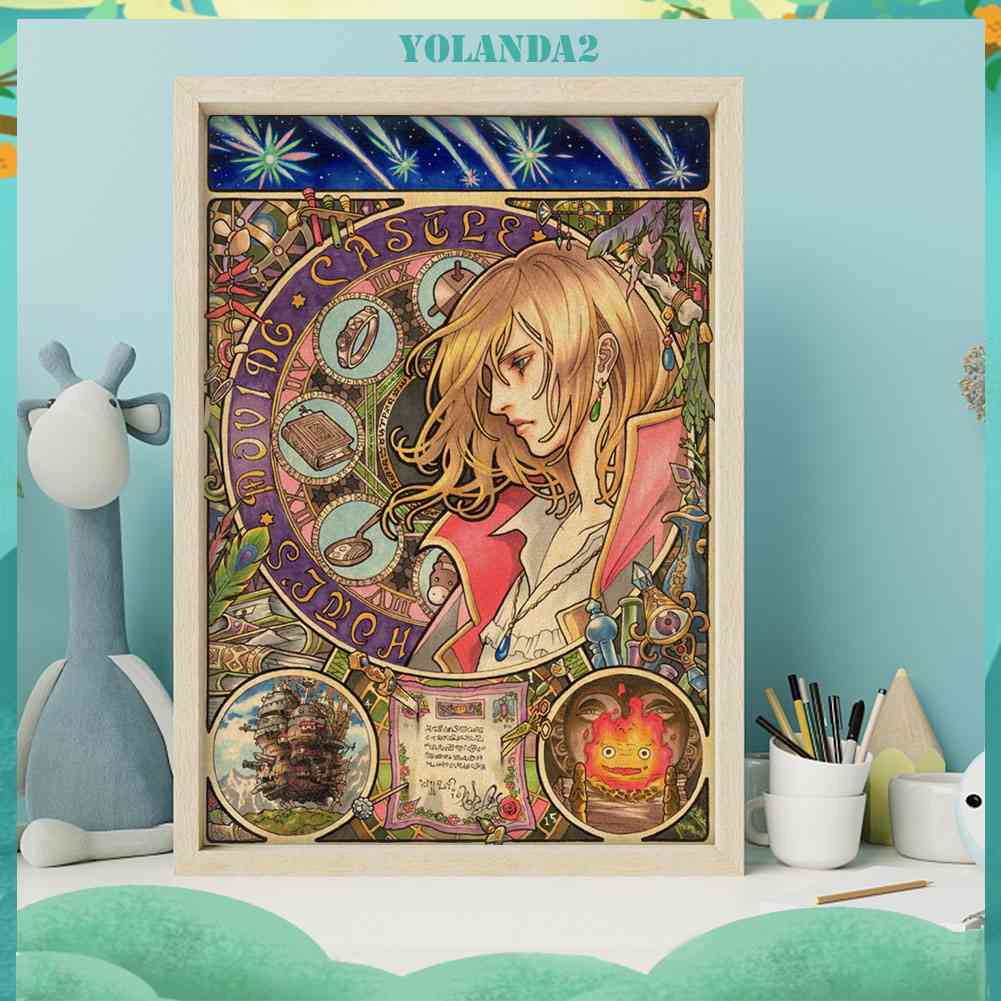 Bộ Tranh Đính Đá 5D Họa Tiết Hayao Miyazaki Độc Đáo DIY Dùng Trang Trí Nhà Cửa