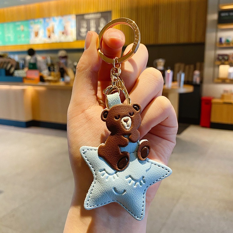 Móc Khóa Da PU Hình Gấu Trúc Hoạt Hình Dễ Thương