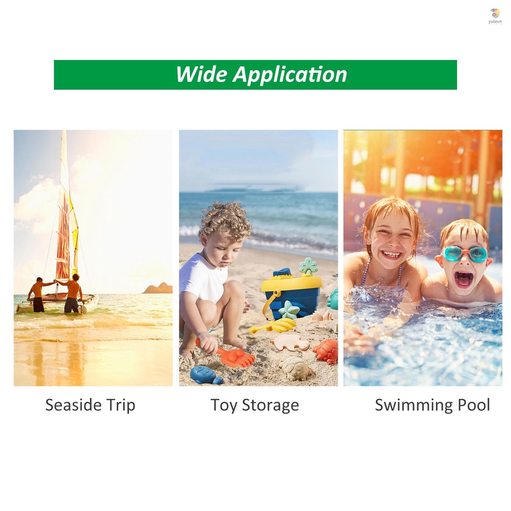 Túi Lưới Đựng Đồ Chơi Đi Biển / Dã Ngoại / 1 Bên Trong Bằng Vải Chống Thấm Nước Gọn Nhẹ Có Khóa Kéo Tiện Dụng