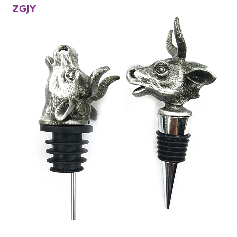 Nút Chặn Chai Rượu Vang Bằng Hợp Kim Kẽm Hình Đầu Bò Độc Đáo Mới