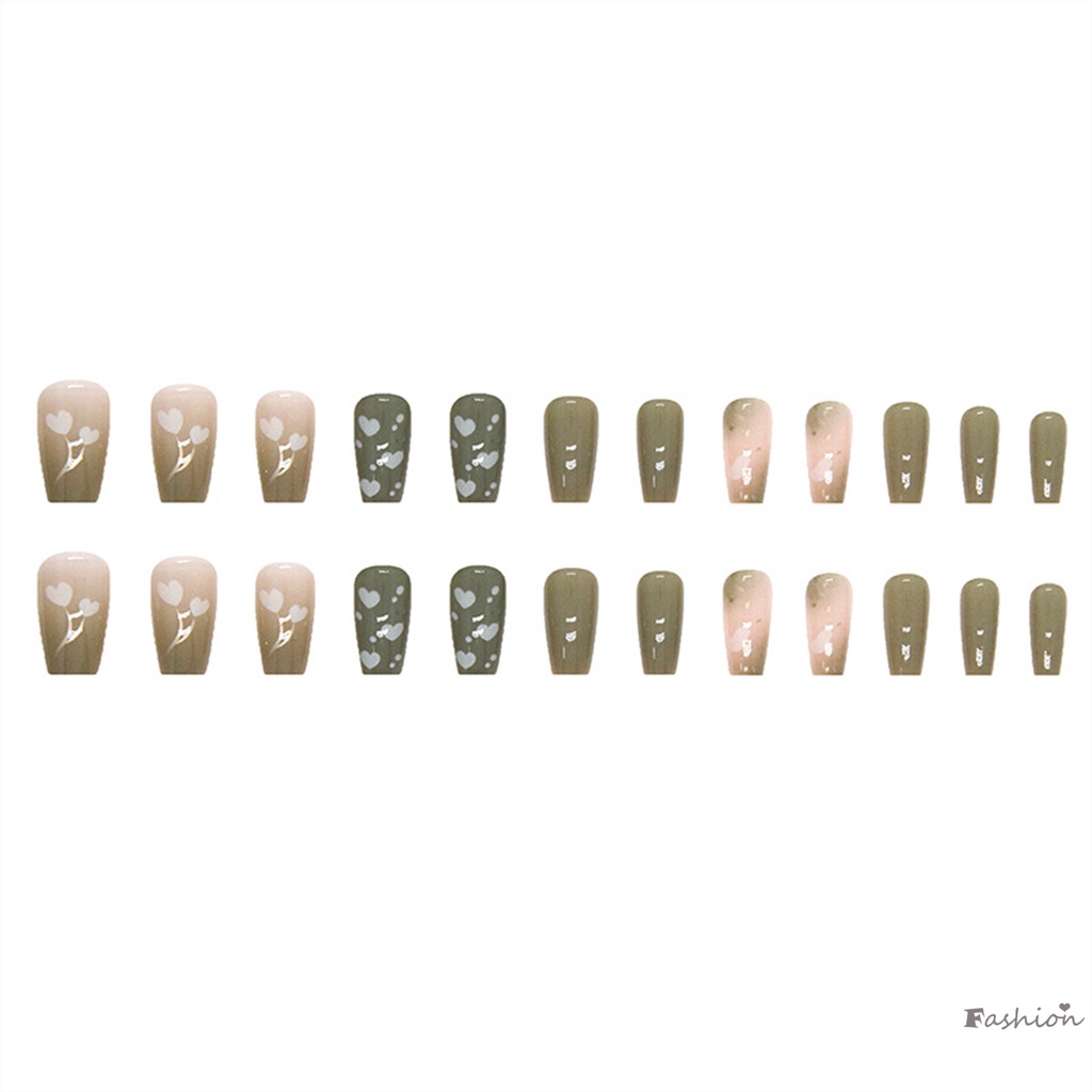 Bộ Móng Tay Giả Màu Xanh Lá Tự Nhiên Dùng Trang Trí Nhà Cửa DIY