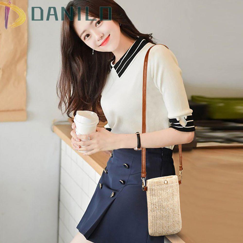 Túi Cói Đeo Chéo DANILO Đựng Điện Thoại Phong Cách Bohemia