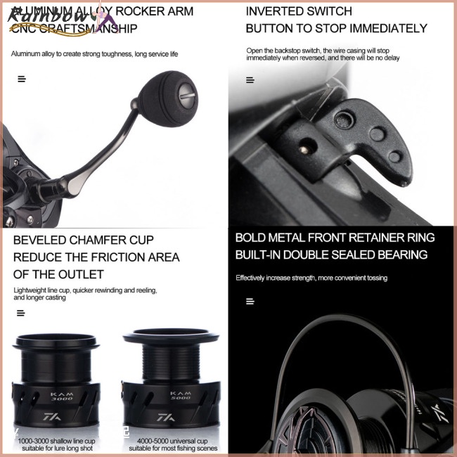 Máy Câu Cá Tốc Độ Cao 6.2: 1 11.5kg Max Drag Kam1000-5000# Cuộn Dây Câu Cá Chuyên Dụng Chất Lượng