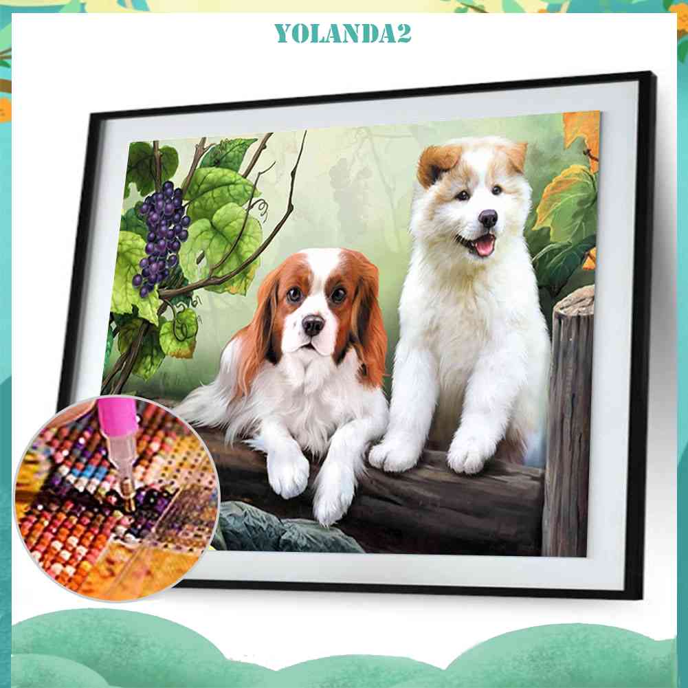 Tranh Đính Đá Kim Cương Toàn Bộ 5D DIY Hình Vẽ Chó Đáng Yêu