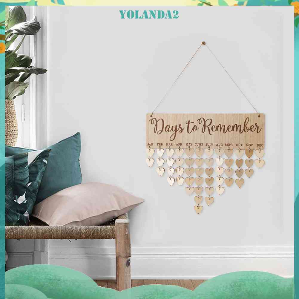 Lịch Nhắc Nhở Ngày Nhắc Nhở Treo Tường Bằng Gỗ Hình Trái Tim DIY