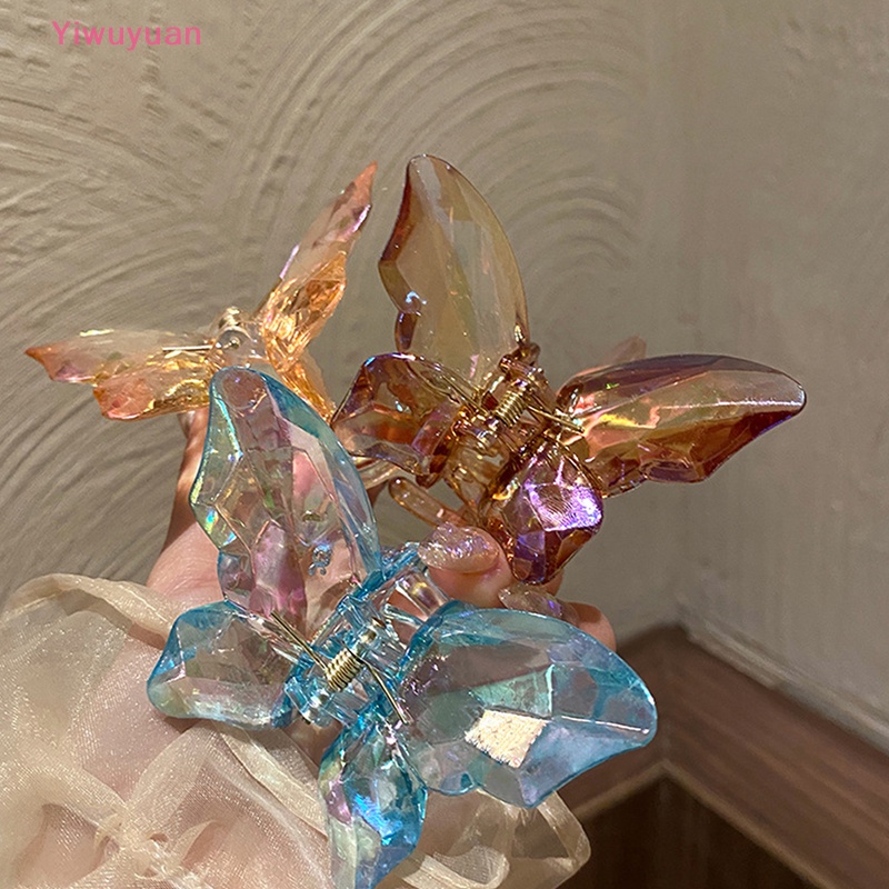 Kẹp Tóc Càng Cua Lớn Bằng Acrylic Nhiều Màu Trang Trí Hình Bướm Cho Nữ Mã 2023 Mới