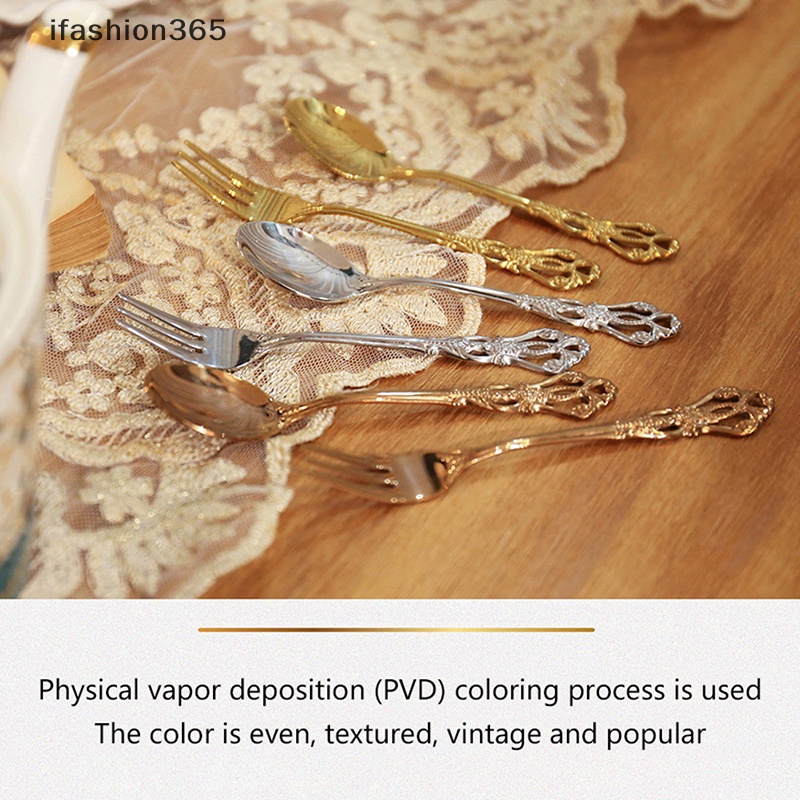 Bộ Muỗng Nĩa Bằng Thép Không Gỉ Phong Cách Vintage Thời Trang ifashion365