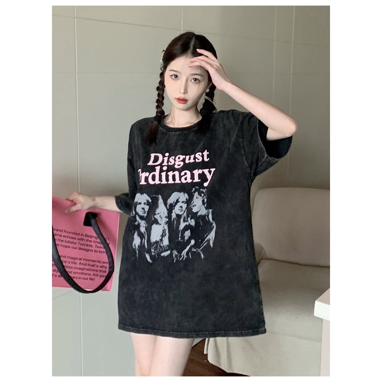 Áo Thun Tay Ngắn Phối Dây Rút In Họa Tiết Phong Cách Cổ Điển Thời Trang Mùa Hè Xinh Xắn Cho Nữ