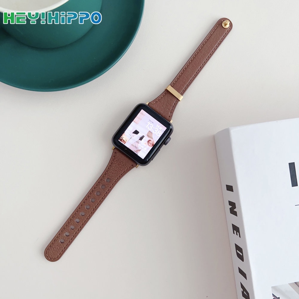 Dây Đeo Bằng Da Cừu Có Khóa Kim Loại Cho Đồng Hồ Thông Minh series 8 / 7 / 6 / SE / 5 / 4 iwatch 45 / 44 / 42 / 41 / 40 / 38mm