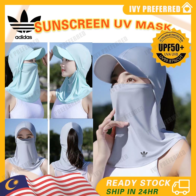 Mũ Chống Nắng Chống Tia UV UPF50 Bằng Lụa Lạnh Co Giãn Thoáng Khí Kèm Khẩu Trang Che Phủ Toàn Diện