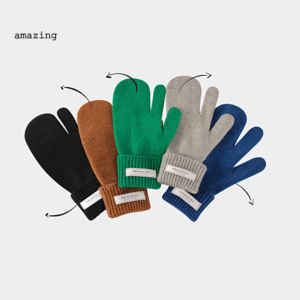 1 Đôi Găng Tay Dệt Kim Dày Dặn Giữ Ấm Mùa Đông