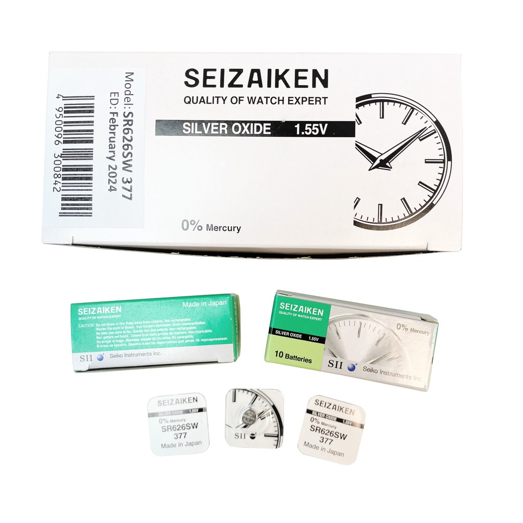 [CHÍNH HÃNG] Pin Seizaiken SII 377 SR626SW dành cho đồng hồ dùng pin 377 / SR626SW / LR626W / AG4 (Made in Japan)