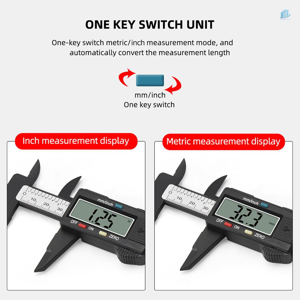 Thước Cặp Điện Tử Thông Minhwatchinone 0-6 Inch / 150mm Màn Hình LCD Bằng Nhựa Sợi Carbon Độ Chính Xác Cao