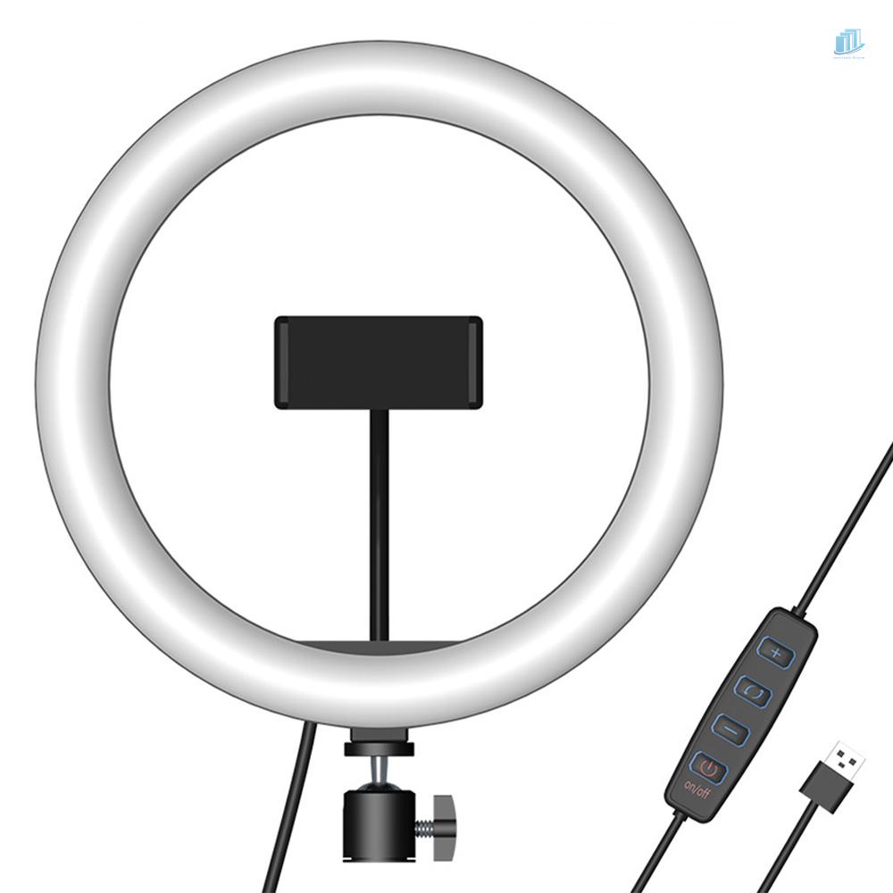 Bộ Vòng Đèn LED smartwatchinone 10 Inch 3000K-6000K 10 Cấp Độ Có 3 Màu Kết Nối USB Kèm Giá Đỡ Đầu Bi Hỗ Trợ Trang Điểm Chụp Ảnh Selfie