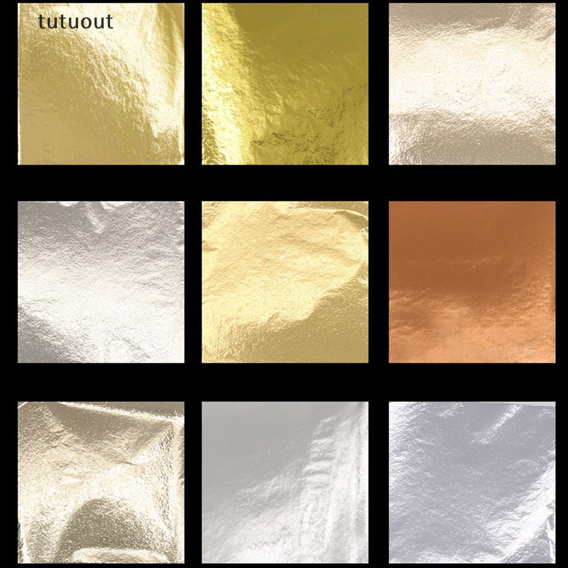 Set 100 Tấm Giấy Mạ Vàng Lá 8x8.5cm Dùng Trang Trí Nghệ Thuật DIY