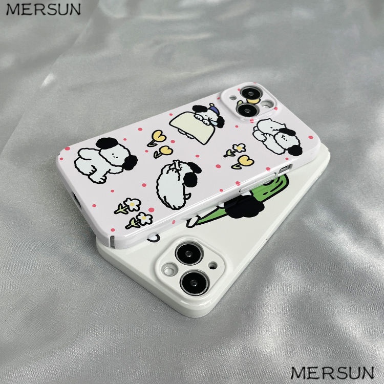 Ốp Điện Thoại Cứng + Phim Dán Bảo Vệ Toàn Diện Họa Tiết Cún Con Dễ Thương Cho iPhone1213 811xs xriphone14pro / YD3F 7