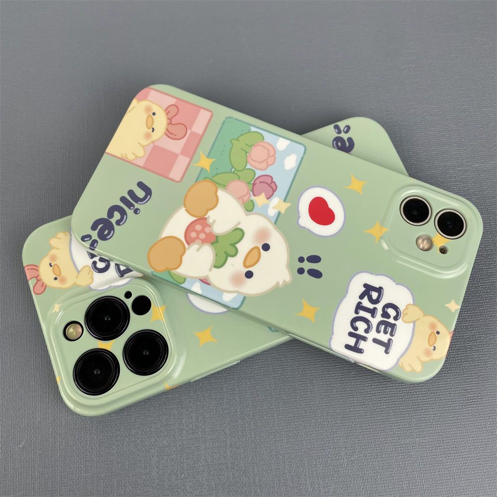Ốp Điện Thoại Họa Tiết Hoạt Hình Chú Vịt / Dâu Tây Dễ Thương Cho iPhone12 X / XS8 7FW5 11 13 plus