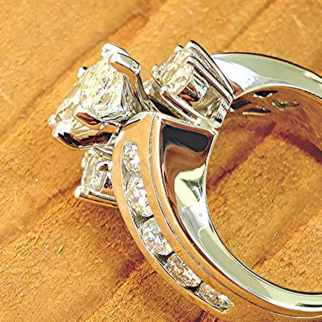 Nhẫn Đính Đá Zircon Lấp Lánh Thời Trang Không Gây Kích Ứng Dễ Sử Dụng