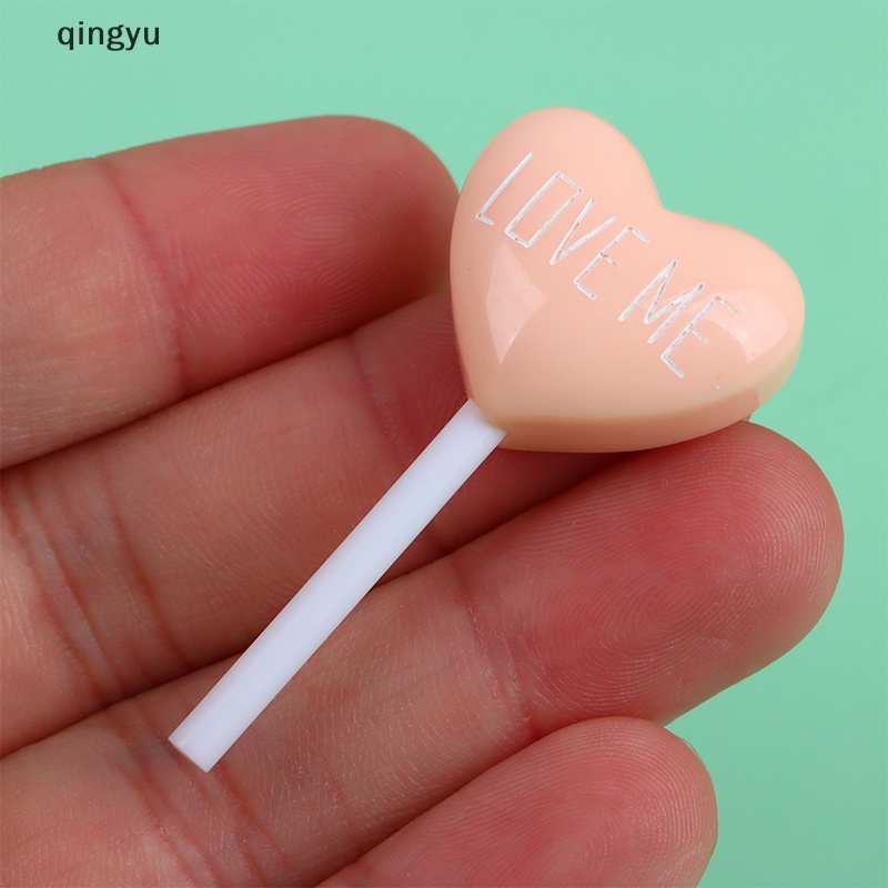 Set 10 Kẹo Mút Trái Tim Giả Resin Trang Trí Ốp Điện Thoại DIY