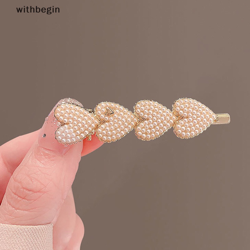 Kẹp Tóc Đính Hạt Ngọc Trai Trái Tim Phong Cách Hàn Quốc Ngọt Ngào Cho Nữ