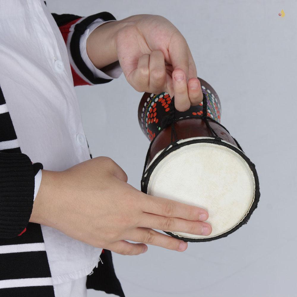 Trống Djembe Bongo Bằng Gỗ Kích Thước Nhỏ Gọn 4 Inch Họa Tiết Nhiều Màu Sắc