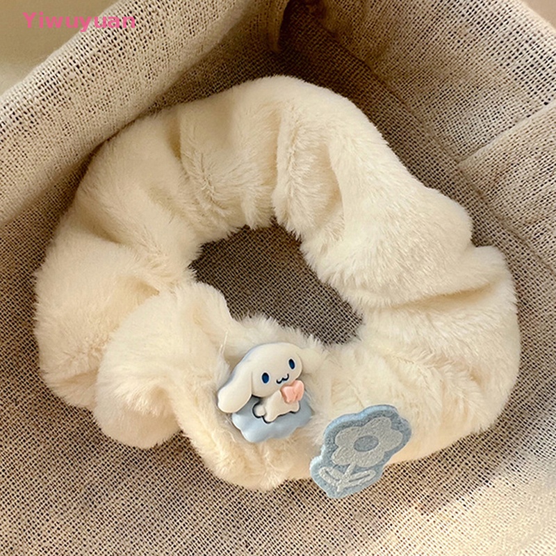 < Yiwuyuan > Dây Buộc Tóc Đính Lông Xù Mềm Mại Hình Chú Chó Tai To Handmade Mùa Đông Dành Cho Bạn Gái