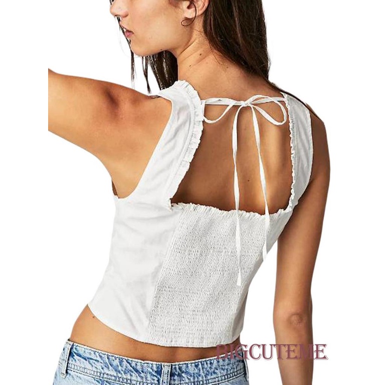 [] - Áo Hai Dây Hở Lưng Dáng Ôm Có Khóa Cài Thời Trang Mùa Hè Dành Cho Nữ Đi Tiệc Câu Lạc Bộ