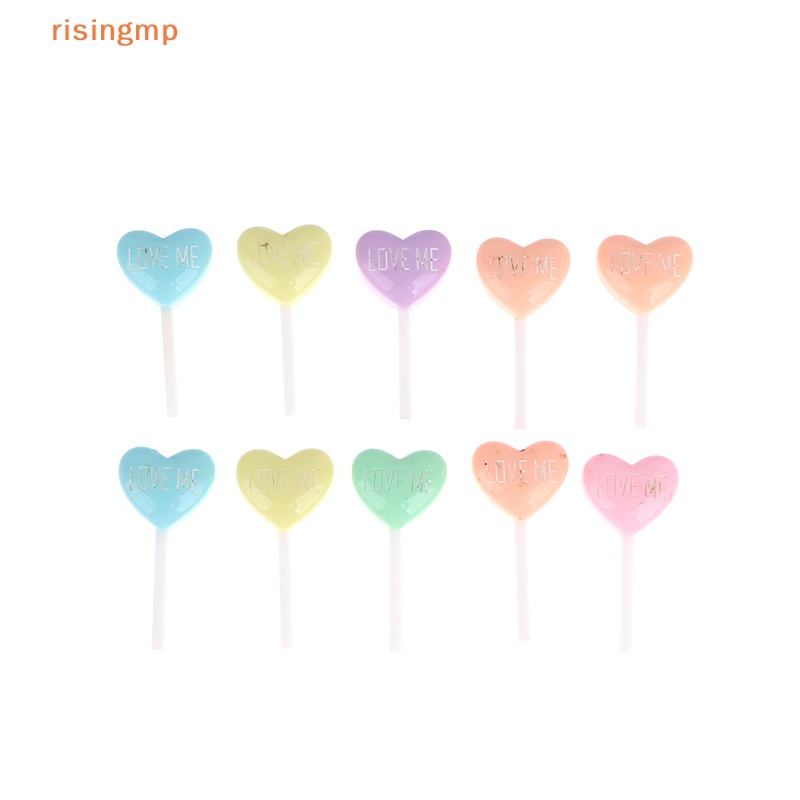Set 10 Mô Phỏng Kẹo Mút Trái Tim Bằng Resin DIY Cho Điện Thoại