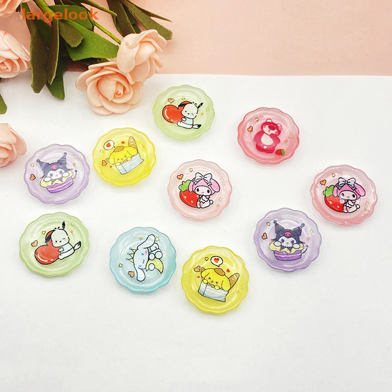 Set 5 Đĩa Nhựa Dạ Quang Dùng Làm Trang Sức / Trang Trí Điện Thoại Hình Hoạt Hình DIY